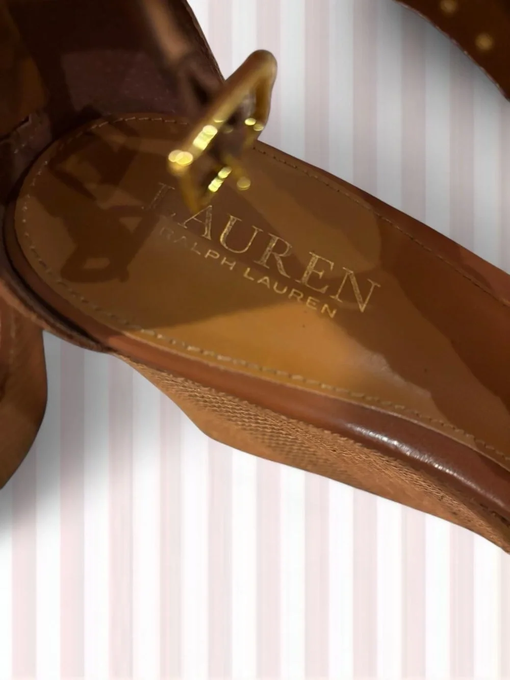 Lauren Ralph Lauren Brown Braided Wedge Sandals